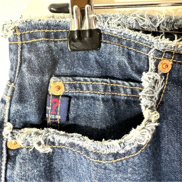 Guess Vintage 90’s Y2K Frayed Seam Denim Skirt - Picture 2 of 8